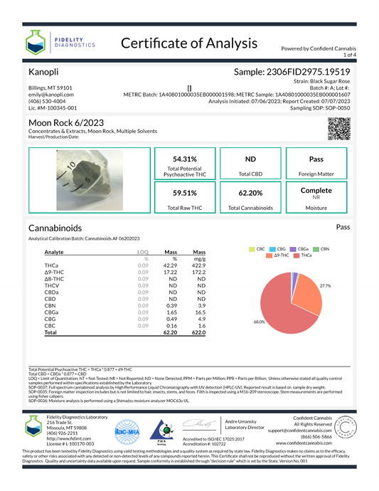 1 gram Moon Rock (Hybrid) 54.31% THC 6/2023