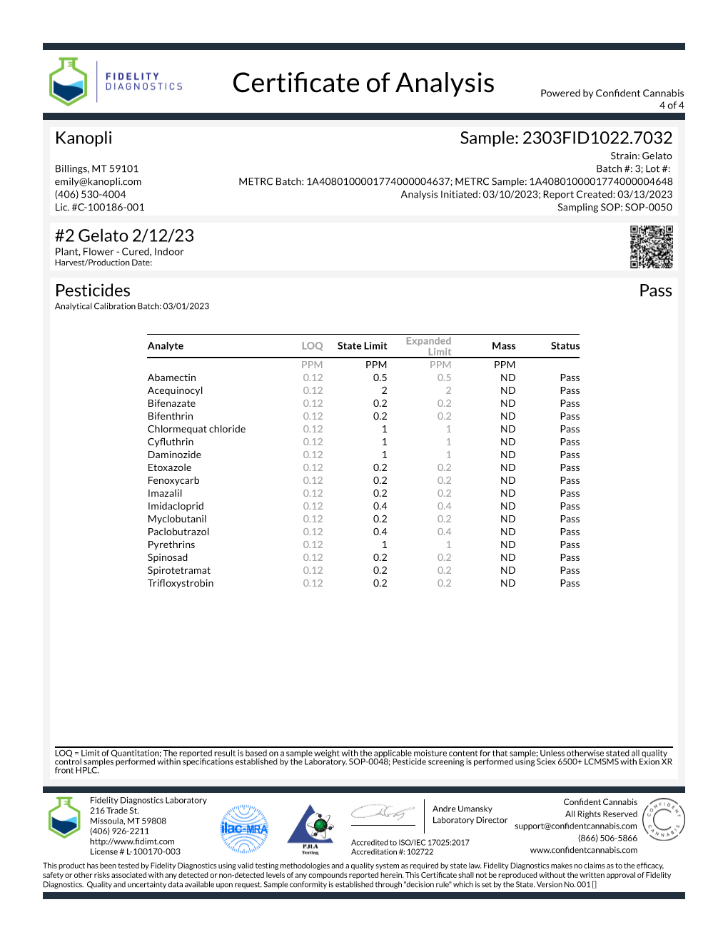 Adult Use - Gelato #2- Hybrid 21% THC (Feb. 2023)