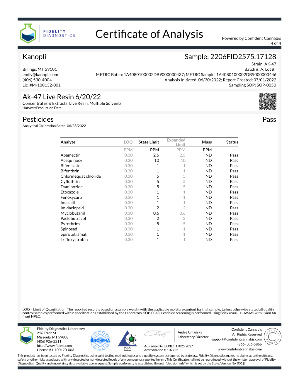 1 gram AK-47 Live Resin (Sativa) 75.49% THC 6/2022